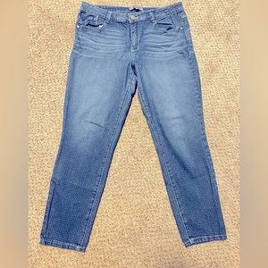 Wit & Wisdom brand jeans, size 12short, blue w/small white polka dots